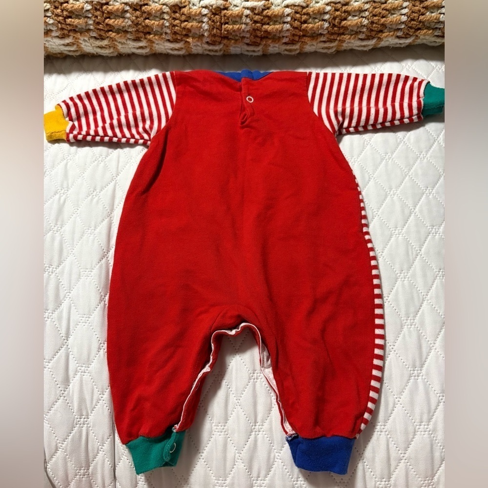 Buster Brown Vintage Red and White Striped Footie with Puppy Patch - Picture 7 of 7